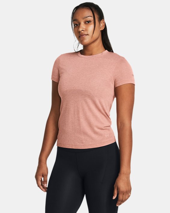 女士UA Seamless Stride短袖T恤 in Pink image number 0